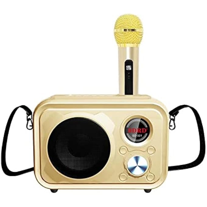 SDRD SD-501 HOME SPEAKER MICROPHONE INTEGRATED SINGLE SING MOBILE PHONE KARAOKE | GOLD - Image 3